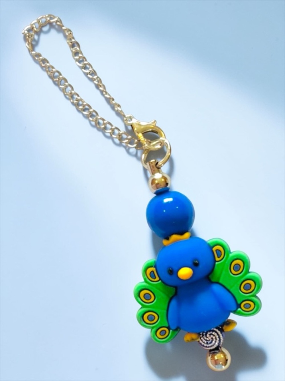 Blue Peacock Bird Keychain, cup Charm, bag charm or ?  Handmade
